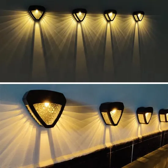 Waterproof Outdoor LED Solar Wall Light with Light Sensor for Fence, Courtyard, and Staircase Decoration