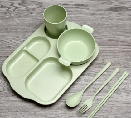 6-Pieces PP Wheat Straw Children Tableware Set