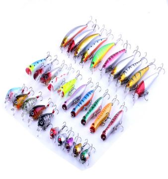 Set di esca pesca a pezzi di plastica dura da 30 pezzi.
