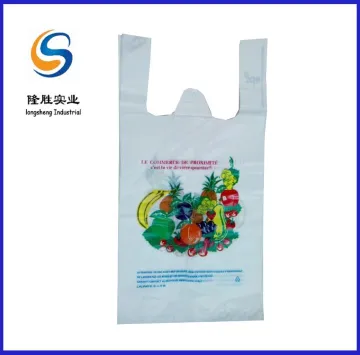 four color printing vegetable shopping bags with t-shirt handle