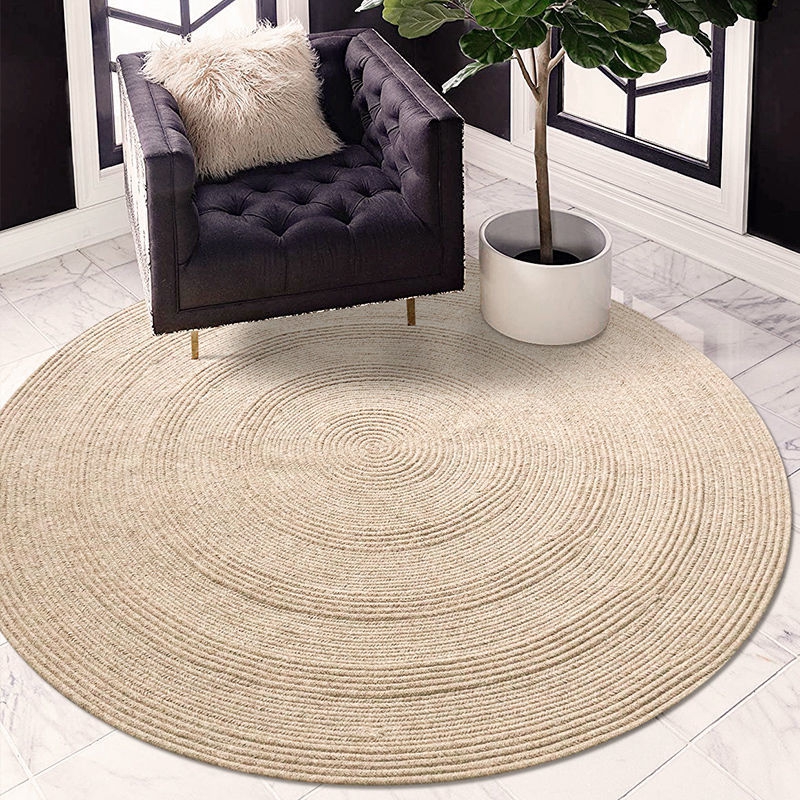 Round Wool Braided Living Room Rug