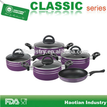 9pcs Non Stick Coating Aluminum Purple Cookware set