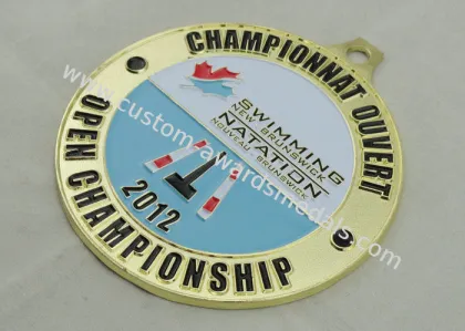 Swimming New Brunswick Enamel Medal , Gold Plating , Erosion On Both Sides