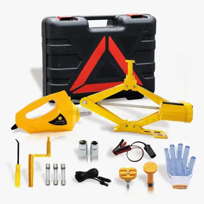 E-HEELP 12V Car Electric Hydraulic Car Jack Car Jacks Impact Wrench Tool Built-in Flash LED Light for Emergency Tire Repair