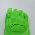 Guanti verniciati in PVC verde fluorescente con TPR