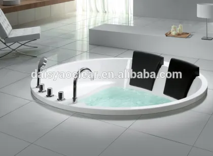 Acrylic bathtub with shower and pillows, round bath tub for adults.