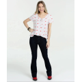 Camicette in chiffon Fiori stampati a righe Top da donna