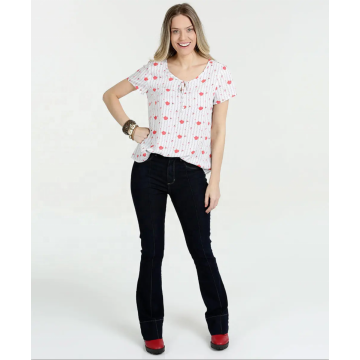 Camicette in chiffon Fiori stampati a righe Top da donna