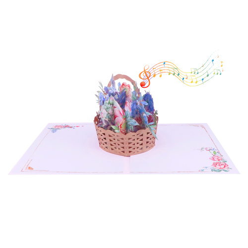 Biglietto d'auguri musicale 3D Get Well Flower Basket