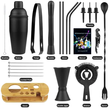 Stainless Steel Black Bartender Kit