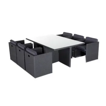 Outdoor leisure dining set with powder coating frame, 6mm tempered-glass