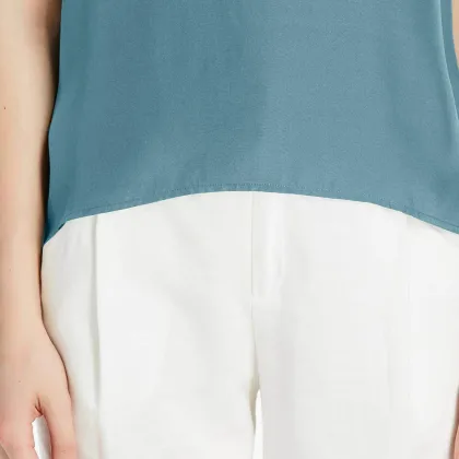 Silk Shirt Blouse Short Sleeve Casual Round Neck