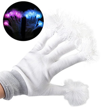 knit pompom white LED gloves