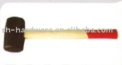 Rubber mallet with wooden handle