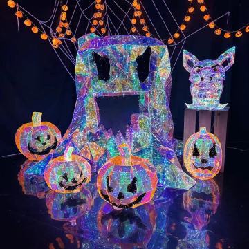 Nouveau parc à thème de décoration de décoration du festival d'Halloween: Stump Monster PVC Holographic Foil Motif Lights