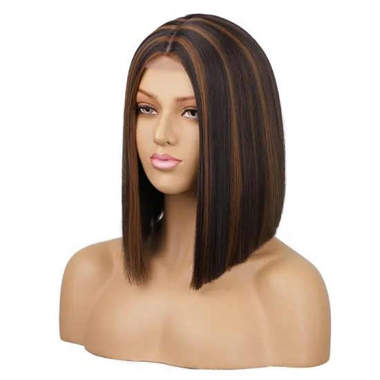 Aisi Wholesale Straight Bob Fiber Hair Wigs For Women Ombre Color Full Machine Made Heat Resistant Wig Synthetic Hair Wig