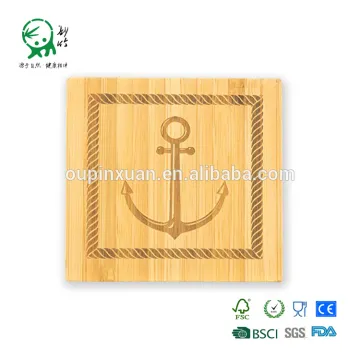 wholesale custom laser bamboo coaster for drink