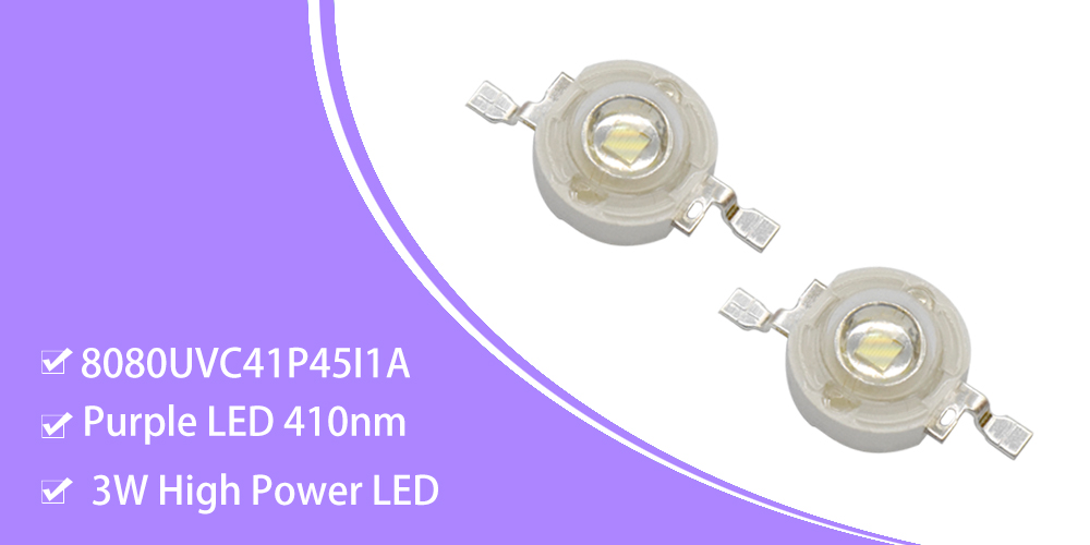 8080UVC41P45I1A UV LEDs (Ultraviolet) 410nm High Power LEDs 3W