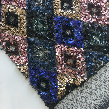 European Wonderful Geometry Sequins Embroidery Fabric