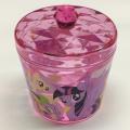 Plastic round storage box with diamond pattern