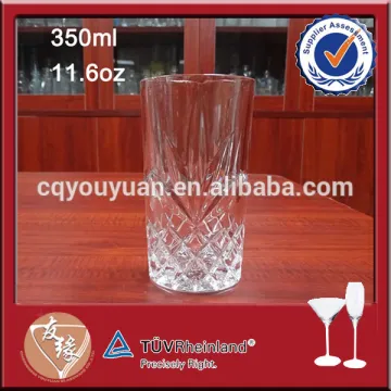 Cheap embossed clear home goods drinking glass 350ml