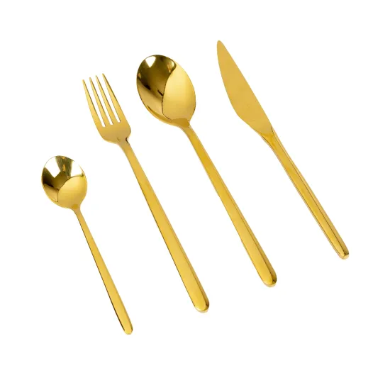 Opulent Gold-Plated Cutlery: Exquisite Stainless Steel Tableware Set for High-end Dining Experience
