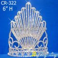 Fan Rhinestone Pageant Full Crown Round Diadem