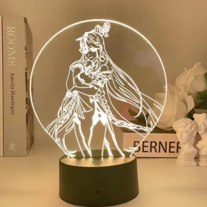 Customizable 3D Lamps with Characters from Genshin Impact: Ganyu, Hu Tao, Raiden Shogun, Xiao, and Venti - RGB Color Lights