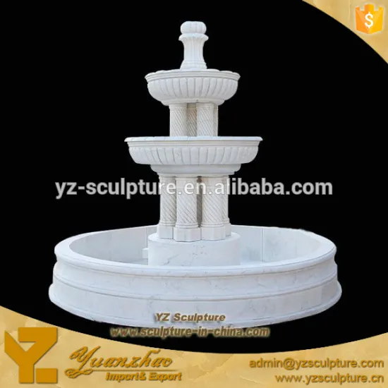 outdoor small nice carved white marble fountain with columns
