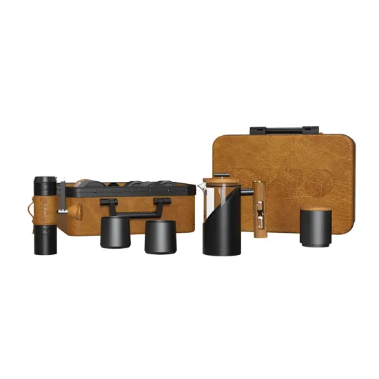 Portable DHPO French Press Coffee Travel Bag Set with Grinder for Travel and Business Gifts
