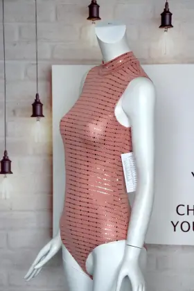 Women's Sequined Striped Knit Jumpsuits