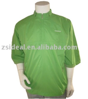 Men's 100%nylon half sleeve zipper neck golf jacket