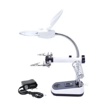 75mm 20mm Multi-functional Welding LED 5X 11X Helping Hand Magnifier Clamp Stand for Component Repair