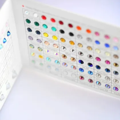 QIAO Crystal Rhinestone Color Chart: 63 Colors Comparison Guide