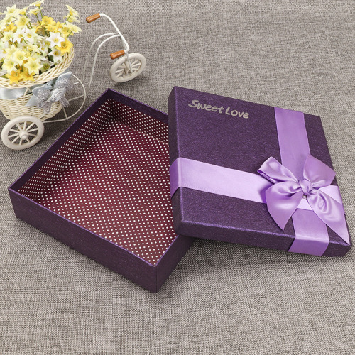 Custom Luxury Purple Gift Box With Ribbon Lid