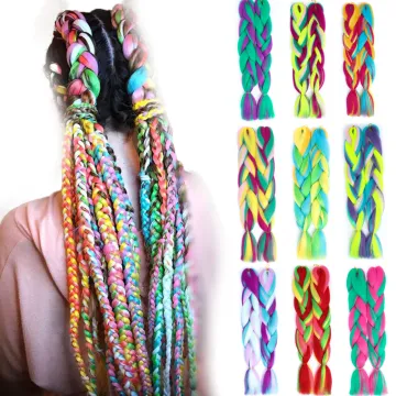 Hair Extensions Jumbo Braids Purple Pink Red Blend Candy Mix Color from Four Shades Crochet Braiding Synthetic Hair