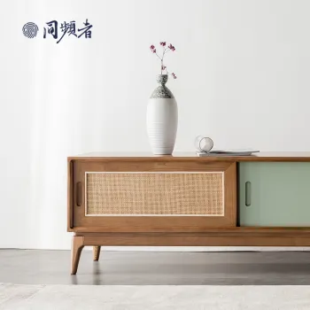 Wholesale Living Room Wooden Cabinet: Indonesian Rattan Weaving Style & Medieval Luxury TV Cabinet