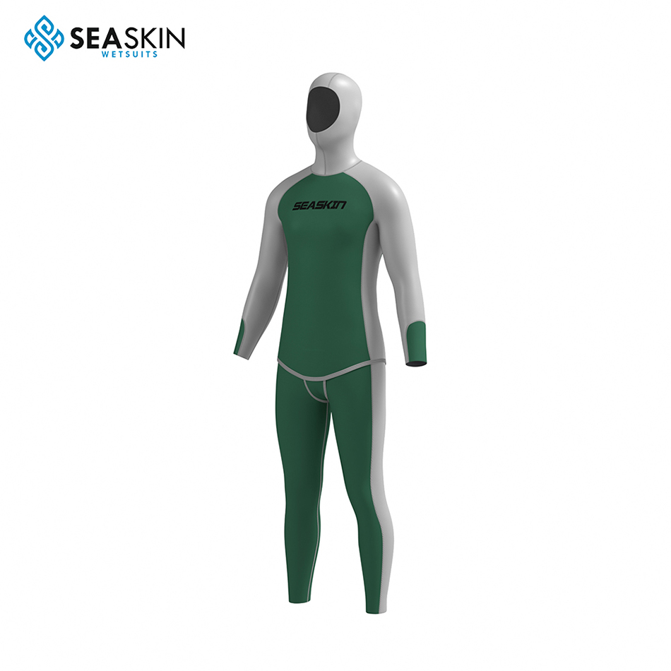 Seaskin Freediving Spearfishing Two Piece Wetsuit dengan Hood