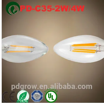 6W 600-660LM 2700K 230V E14 SES C35 Filament LED Candle Light Bulb