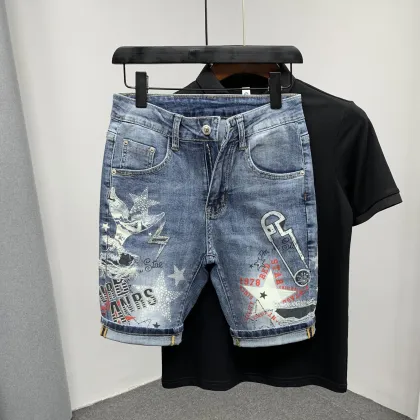 Urban Men's Knitted Cotton Elastic Shorts - Fashion Denim Style Jeans