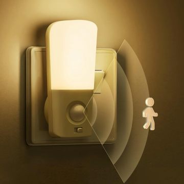 LOHAS PIROD Motion Sensor Plug-in LED Night Light - Energy Saving 1W with Light Sensor