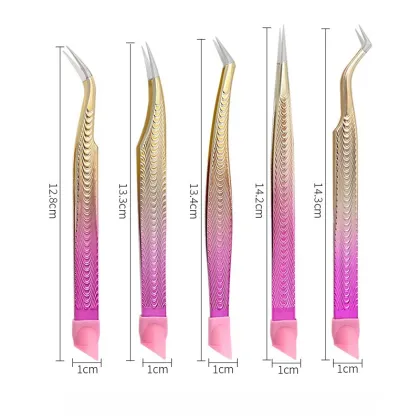 Shine Tweezers Nail Art Pointed and Curved Nail Tweezers with Silicone Tipped Pinch for Rhinestones