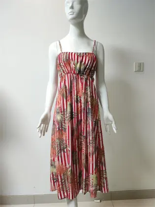 Printed Viscose/Nylon Sling Dress