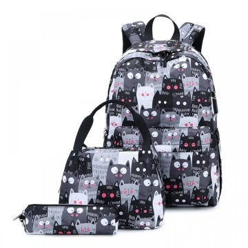 HINGTAT Borse di scuola per ragazze Zaino Kawaii con Pin Kawaii e accessori Ciondolo orso Zaino giapponese di grande capacità per la scuola Multi tasche, 02-bianco