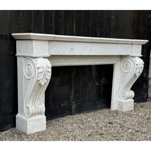 Napoleon III Style White Marble Fireplace Mantel