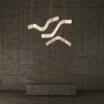 Creative Nordic Restaurant with Curved Snowflake Gypsum Chandelier