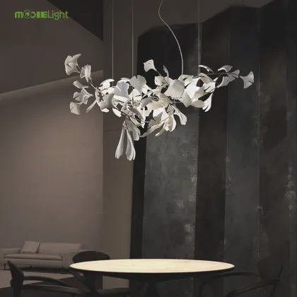 Ginkgo Leaf Ceramic Sculpture Chandelier