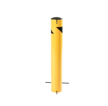 36" Steel Bollard with Removable Rubber Lid & Chain Slots for Underground Safety