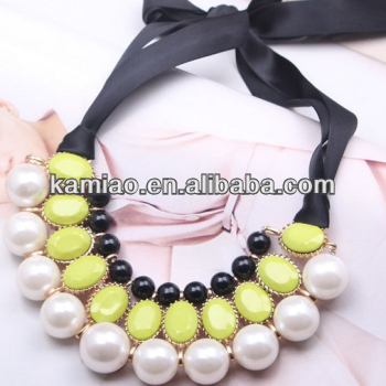 2014 jewelled pearl beaded crystal choker collar bib necklace
