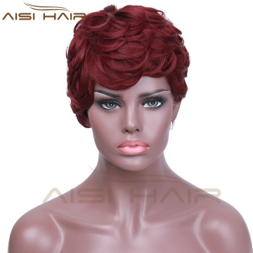 Aisi Hair Wholesale Women Fashion Short Synthetic Red Pixie Cut Wigs For Black Women